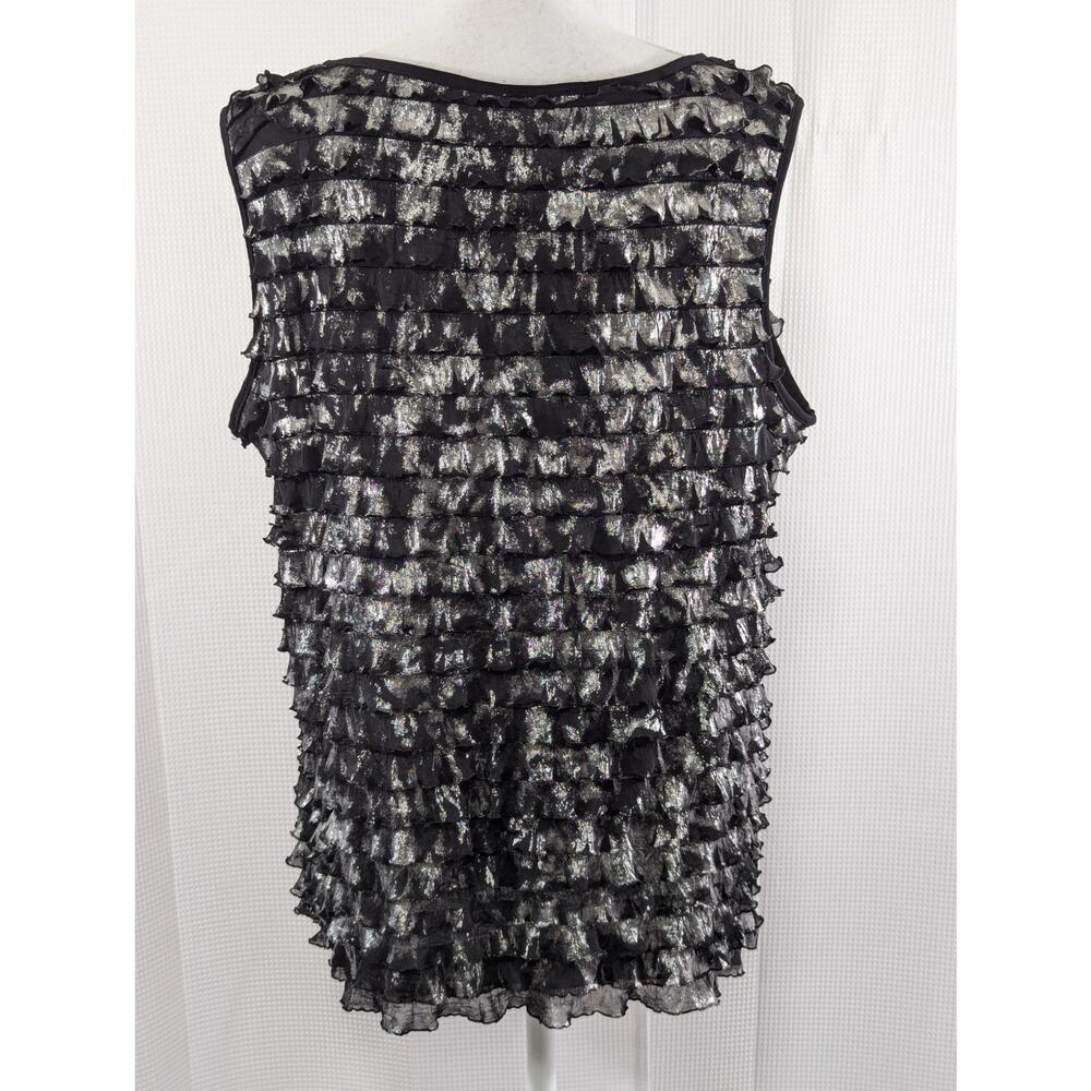 Perceptions! Black & Silver Metallic Brushed Ruff… - image 8